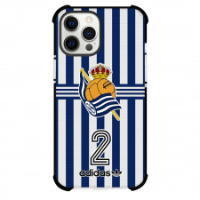 Real Sociedad Phone Case For iPhone and Samsung Galaxy Devices - Real Sociedad Logo On Blue White Stripe Background