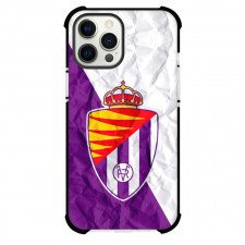 Real Valladolid CF Phone Case For iPhone and Samsung Galaxy Devices - Real Valladolid CF Logo On Purple White Crinkle Background