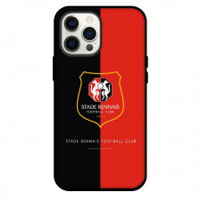Stade Rennais F.C. Phone Case For iPhone and Samsung Galaxy Devices - Stade Rennais F.C. Logo Black Red Background