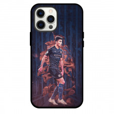 Rodri Phone Phone Case For iPhone and Samsung Galaxy Devices - Rodri Stand Side Portrait Illustration Blue Stripe Background