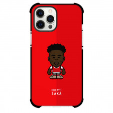 Bukayo Saka Phone Case For iPhone and Samsung Galaxy Devices - Bukayo Saka Chibi Art On Red Background