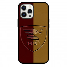 U.S. Salernitana 1919 Phone Case For iPhone and Samsung Galaxy Devices - U.S. Salernitana 1919 Logo Carving On Maroon Yellow Background