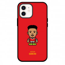 Jadon Sancho Phone Case For iPhone and Samsung Galaxy Devices - Jadon Sancho Chibi Art On Red Background
