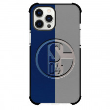 FC Schalke 04 Phone Case For iPhone and Samsung Galaxy Devices - FC Schalke 04 Carving Logo On Blue Gray Background