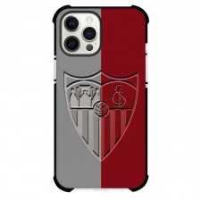 Sevilla FC Phone Case For iPhone and Samsung Galaxy Devices - Sevilla FC Logo Carving On Gray Maroon Background
