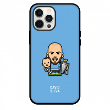 David Silva Phone Case For iPhone and Samsung Galaxy Devices - David Silva Chibi Art On Blue Background