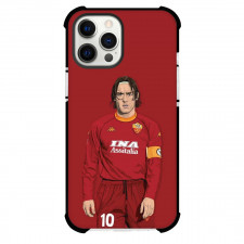 Francesco Totti Phone Case For iPhone and Samsung Galaxy Devices - Francesco Totti Illustration On Red Background