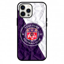 Toulouse FC Phone Case For iPhone and Samsung Galaxy Devices - Toulouse FC Logo On Purple White Crinkle Background