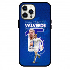 Federico Valverde Phone Case For iPhone and Samsung Galaxy Devices - Federico Valverde 15 Celebration Blue Background