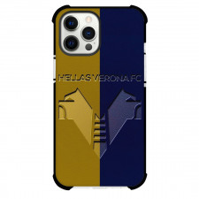 Hellas Verona F.C. Phone Case For iPhone and Samsung Galaxy Devices - Hellas Verona F.C. Logo Carving On Yellow Blue Background