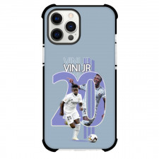 Vini Jr. Phone Case For iPhone and Samsung Galaxy Devices - Vini Jr. 20 Dribbling Gray Background