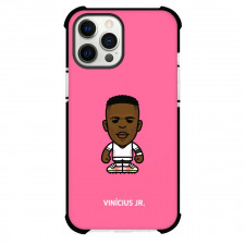 Vinícius Junior Phone Case For iPhone and Samsung Galaxy Devices - Vinícius Junior Chibi Art On Pink Background