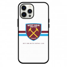 West Ham United F.C. Phone Case For iPhone and Samsung Galaxy Devices - West Ham United F.C. Logo On Blue Purple Stripe Background
