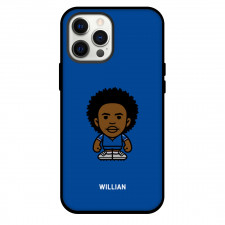 Willian Phone Case For iPhone and Samsung Galaxy Devices - Willian Chibi Art On Blue Background
