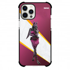 Fortnite Darkheart Phone Case For iPhone and Samsung Galaxy Devices - Darkheart Standing On White Stripe Red Background