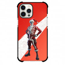 Fortnite Yule Trooper Phone Case For iPhone and Samsung Galaxy Devices - Yule Trooper Standing White Red Background
