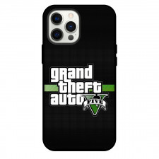 Grand Theft Auto Phone Case For iPhone and Samsung Galaxy Devices - Grand Theft Auto Five Logo On Black Texture Background
