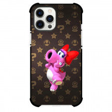 Super Mario Birdo Phone Case For iPhone And Samsung Galaxy Devices - Birdo On Pattern Brown Background