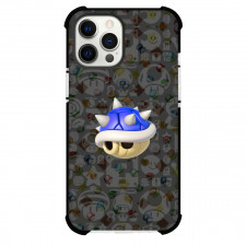 Super Mario Blue Shell Phone Case For iPhone And Samsung Galaxy Devices - Blue Shell On Pattern Art Gray Background