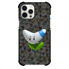 Super Mario Boomerang Flower Phone Case For iPhone And Samsung Galaxy Devices - Boomerang Flower On Pattern Art Gray Background
