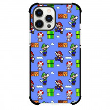 Paper Mario Phone Case For iPhone And Samsung Galaxy Devices - Paper Mario Pattern Art On Blue Background