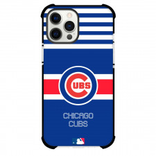 MLB Chicago Cubs Phone Case For iPhone and Samsung Galaxy Devices - Team Logo On White Stripe Blue Background