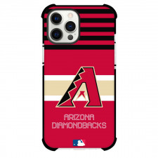 MLB Arizona Diamondbacks Phone Case For iPhone and Samsung Galaxy Devices - Team Logo On Black Stripe Red Background