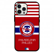 MLB Philadelphia Phillies Phone Case For iPhone and Samsung Galaxy Devices - Team Logo On White Stripe Red Background