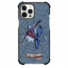 Spider Man Phone Case For iPhone And Samsung Galaxy Devices - Spider Man 2099 Wing Suit Sticker On Web Background