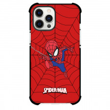 Spider Man Phone Case For iPhone And Samsung Galaxy Devices - Spider Man Attacking Cartoon Art On Web Background