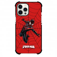 Spider Man Phone Case For iPhone And Samsung Galaxy Devices - Black Spider Man Jumping On Web Background