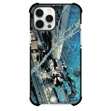 Spider Man Across The Spider Verse Spider Man Phone Case For iPhone And Samsung Galaxy Devices - Black Suit Spider Man Falling Comic Art