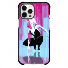 Spider Man Across The Spider Verse Spider Gwen Phone Case For iPhone And Samsung Galaxy Devices - Spider Gwen Crouching On Mirror Reflection