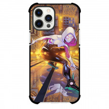Spider Man Across The Spider Verse Spider Gwen Phone Case For iPhone And Samsung Galaxy Devices - Spider Gwen On A Building At Night