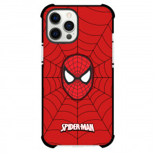 Spider Man Phone Case For iPhone And Samsung Galaxy Devices - Spider Man Comic Series Portrait Sticker On Web Background