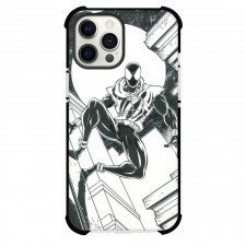Spider Man Across The Spider Verse The Scarlet Spider Phone Case For iPhone And Samsung Galaxy Devices - The Scarlet Spider Benjamin Reilly Sticking On A Buliding Grayscale