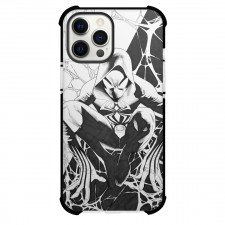 Spider Man Across The Spider Verse The Scarlet Spider Phone Case For iPhone And Samsung Galaxy Devices - The Scarlet Spider Sticking On A Web In Grayscale