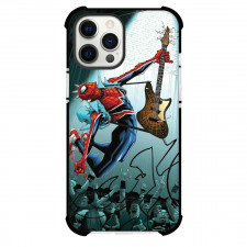 Spider Man Across The Spider Verse Spider Punk Phone Case For iPhone And Samsung Galaxy Devices - Spider Punk Jumping Guitar Performance