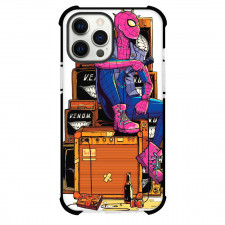 Spider Man Across The Spider Verse Spider Punk Phone Case For iPhone And Samsung Galaxy Devices - Spider Punk Holding Mic And Sitting