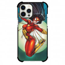 Spider Man Across The Spider Verse Spider Woman Phone Case For iPhone And Samsung Galaxy Devices - Spider Woman Jessica Drew Jumping With Wing Suit