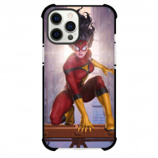 Spider Man Across The Spider Verse Spider Woman Phone Case For iPhone And Samsung Galaxy Devices - Spider Woman Jessica Drew Crouching In The City