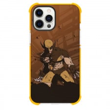 Wolverine Phone Case For iPhone And Samsung Galaxy Devices - Comic Series Wolverine Fighting On Brown Background