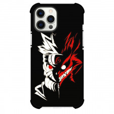 Naruto Uzumaki Phone Case For iPhone And Samsung Galaxy Devices - Naruto Uzumaki Kurama Half On Black Background