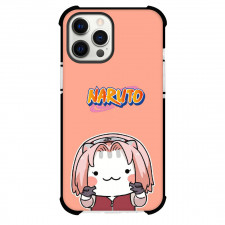 Naruto Sakura Haruno Phone Case For iPhone And Samsung Galaxy Devices - Sakura Haruno Crossover Cat On Pink Background