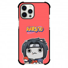 Naruto Sasuke Uchiha Phone Case For iPhone And Samsung Galaxy Devices - Sasuke Uchiha Crossover Cat On Red Background