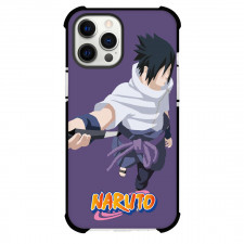 Naruto Sasuke Uchiha Phone Case For iPhone And Samsung Galaxy Devices - Sasuke Uchiha Portrait Minimalist On Purple Background