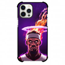 NBA Jimmy Butler Phone Case For iPhone and Samsung Galaxy Devices - Jimmy Butler Fire On Head Cartoon Art Purple Background