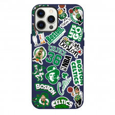 NBA Celtics Boston Phone Case For iPhone and Samsung Galaxy Devices - Celtics Mania Sticker Collage Green Logos