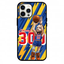 NBA Stephen Curry Phone Case For iPhone and Samsung Galaxy Devices - Stephen Curry 30 Shooting Cartoon Blue Yellow Stripe