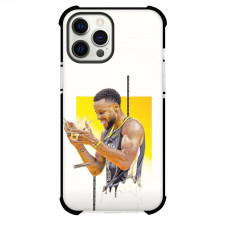 NBA Stephen Curry Phone Case For iPhone and Samsung Galaxy Devices - Stephen Curry Clapping On Yellow Background